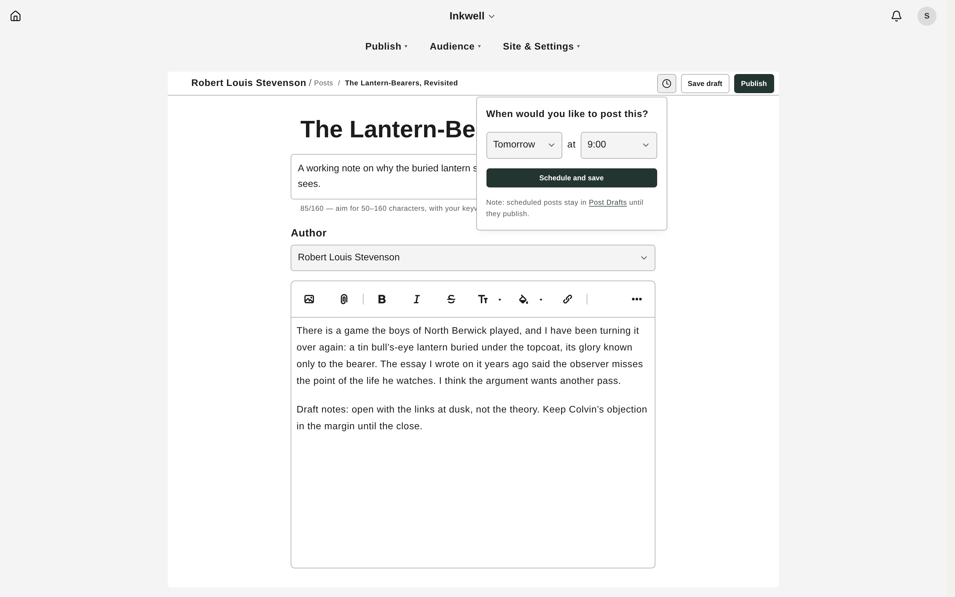 Scheduling a post to publish later